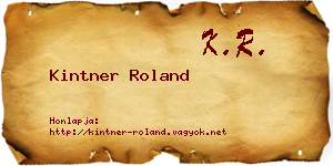 Kintner Roland névjegykártya